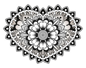 Heart with floral Mandala. Vintage decorative elements. Oriental pattern, vector illustration. Islam, Arabic, Indian, turkish, pakistan, chinese, ottoman motifs