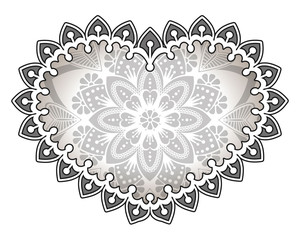 Heart with floral Mandala. Vintage decorative elements. Oriental pattern, vector illustration. Islam, Arabic, Indian, turkish, pakistan, chinese, ottoman motifs