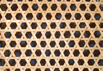 bamboo weaving texture, Woven wood pattern Hexagon shape background