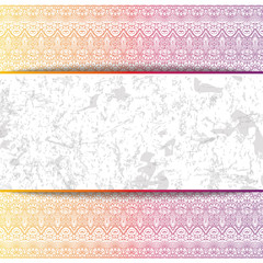 Women's lace seamless background. Floral exquisite vintage pattern, wide handmade ornament. Ethnic fabrics, motifs for clothing, clothing, packaging, signage and website. Rainbow color. Vector EPS 10