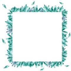 Obraz premium watercolor green leaves frame