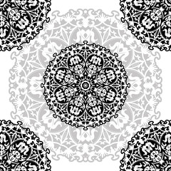 floral pattern motif coloring a mandala drawn with a pen. black, grey and white. Ethnic, fabric, motifs. Vector, abstract mandala flower. Decorative elements for design. EPS 10