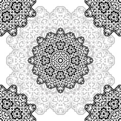 floral pattern motif coloring a mandala drawn with a pen. black, grey and white. Ethnic, fabric, motifs. Vector, abstract mandala flower. Decorative elements for design. EPS 10