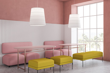 Pink and white bright cafe corner