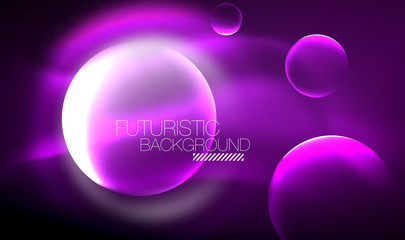Blurred neon glowing round shapes, abstract circles and lights