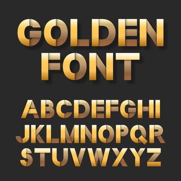Golden metallic font set