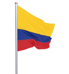 Colombia flag blowing in the wind. Background texture. 3d rendering, waving flag.