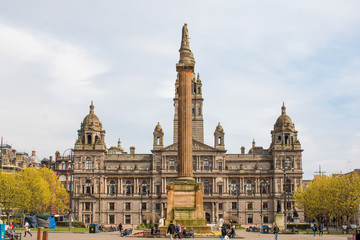 Sir Walter Scott Memorial Column and Glasgow City Council George Square Glasgow Scotland