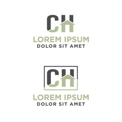 vector illustration letter c and h with roof icon logo design