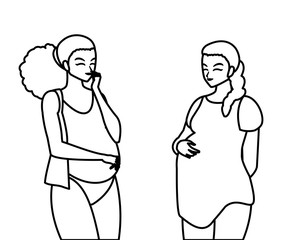 couple of beautiful pregnancy women characters