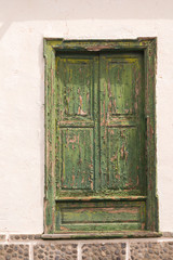 Typical green color of the door, Tenerife, Spain