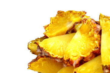 Close-up sliced pineapple isolated on white, fruit,photo