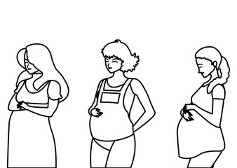group of beautiful pregnancy women characters