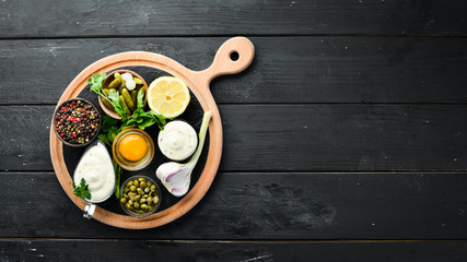 Tartar sauce. Top view. free space for your text.