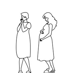 couple of beautiful pregnancy women characters