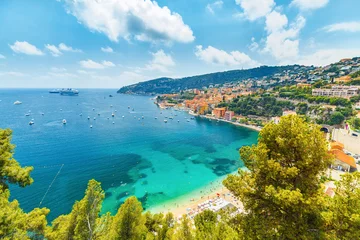 Wall murals Villefranche-sur-Mer, French Riviera Cote d'Azur, France. View of luxury resort Villefranche-sur-Mer on French Riviera at Mediterranean Sea.