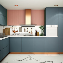 kitchen interior design in modern style,3d rendering,3d illustration