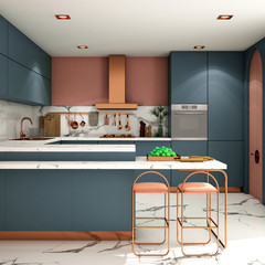 kitchen interior design in modern style,3d rendering,3d illustration