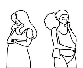 couple of beautiful pregnancy women characters