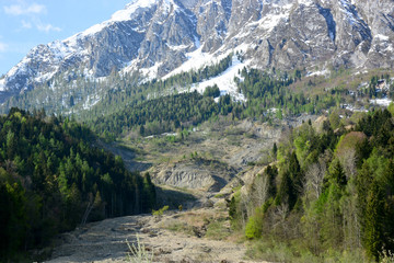 Fototapeta na wymiar the Tessina landslide in Alpago, in the province of Belluno
