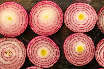 Red onion. vegetables harvest. food background. top