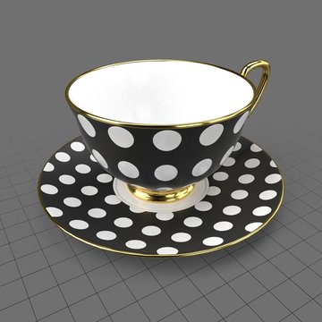 Polka dot cup and saucer