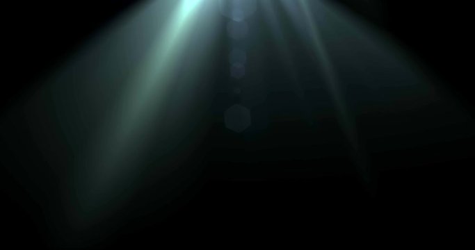 blue color bright lens flare rays flashes leak movement for transitions underwater loop on black background