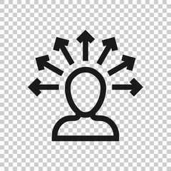 Mind awareness icon in transparent style. Idea human vector illustration on isolated background. Customer brain business concept.