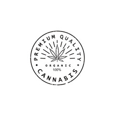 Medical Cannabis Logo Design Nature , Pot Leaf, Hemp in circle shape logo design inspiration vintage