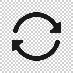 Arrow rotation icon in transparent style. Sync action vector illustration on isolated background. Refresh button business concept.