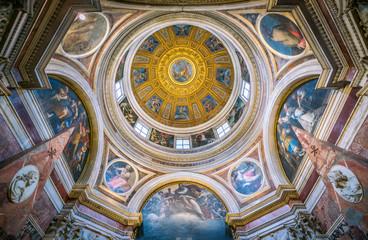 The beautiful Cappella Chigi designed by Raffaello, in the Basilica of Santa Maria del Popolo in Rome, Italy. April-15-2018