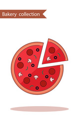 Bakery collection. Colored icon pizza. In trendy flat style isolated on white background.