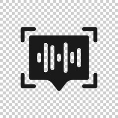 Voice recognition icon in transparent style. Authentication sound vector illustration on isolated background. Soundwave business concept.