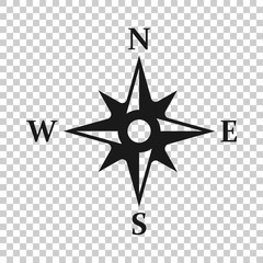 Global navigation icon in transparent style. Compass gps vector illustration on isolated background. Location discovery business concept.