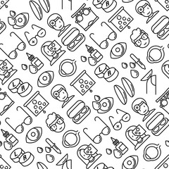 Ophthalmology seamless pattern with vision care thin line icons. Vector illustration for banner, web page, print media.