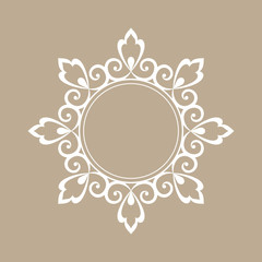Decorative frame Elegant vector element for design in Eastern style, place for text. Floral beige border. Lace illustration for invitations and greeting cards