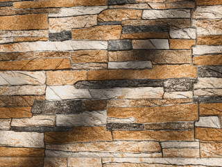 decorative brick background with shadows. Old Brown Bricks Wall Pattern.
