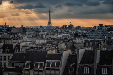 View of the roofs of Paris, France