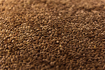 Brown flax seeds give flaxseed oil background