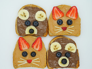 Sweet animal shaped breakfast sandwiches 