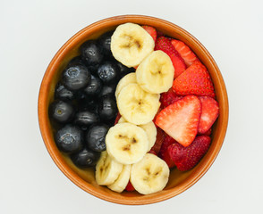 Contrast within a ceramic bowl with fruits