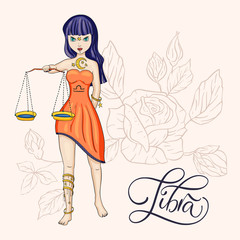 Zodiac Girl Vector Sign.