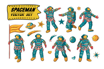 Astronaut vector set.