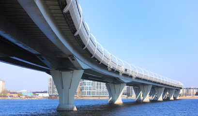 Western rapid diameter highway bridge crossing Neva river in St. Petersburg, Russia
