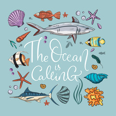 Ocean exotic vector card.