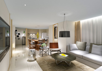 Fototapeta premium 3d render of modern living room