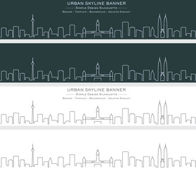 Naklejka premium Kuala Lumpur Single Line Skyline Banner