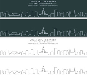 Naklejka premium Leeds Single Line Skyline Banner