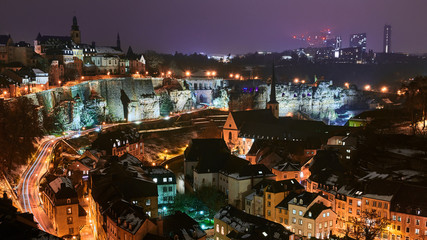 Luxembourg city by night - obrazy, fototapety, plakaty