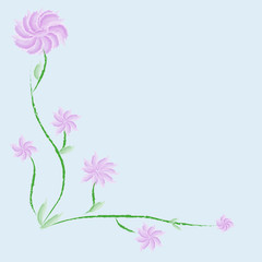 A branch with flowers painted in watercolor.